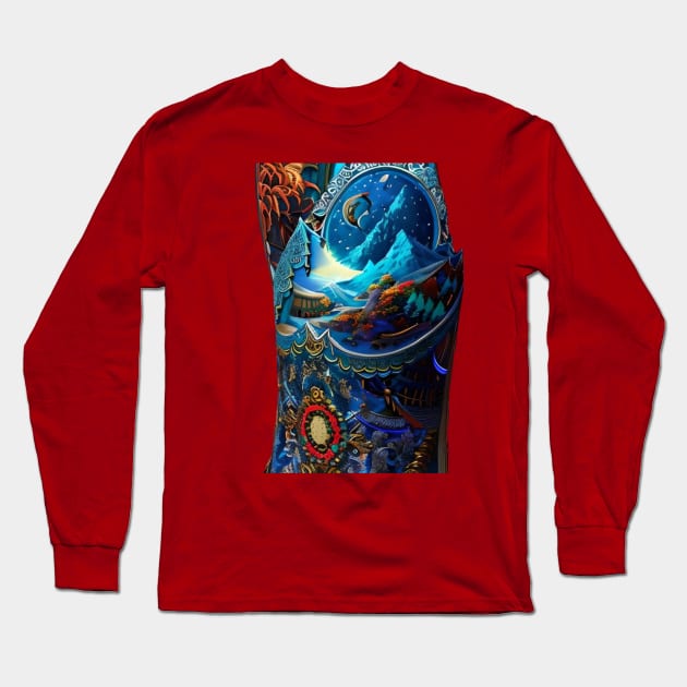 Vibrant Landscape Tattoo Long Sleeve T-Shirt by Basunat